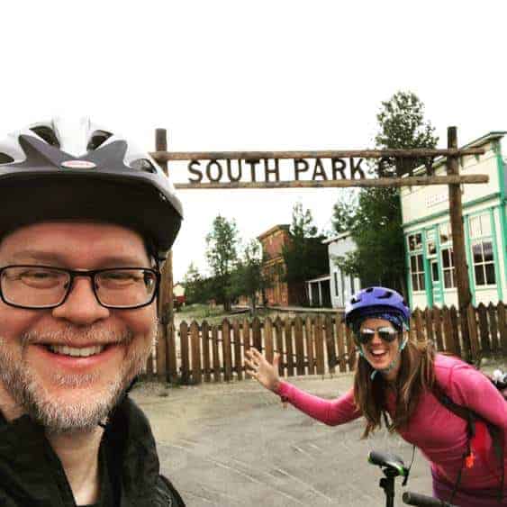 Kenny and April mountain biking outside of South Park in Fairplay, Colorado