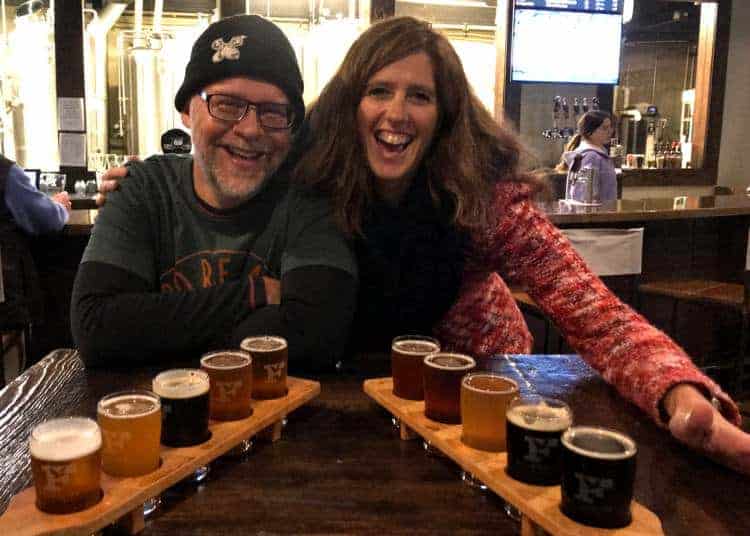 April drinking ale in the form of two flights with Kenny at Fairhope Brewing in Fairhope Alabama
