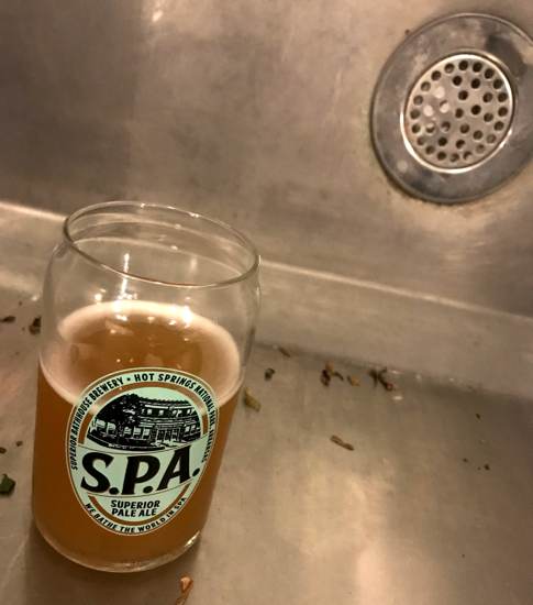 Craft beer brewed from hot spring water in a historic bathtub at Superior Bathhouse located in Hot Springs National Park Arkansas