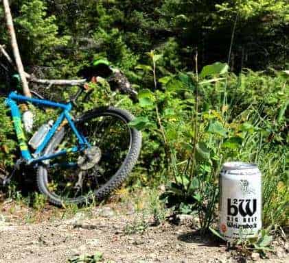 lager and bike in the mountains
