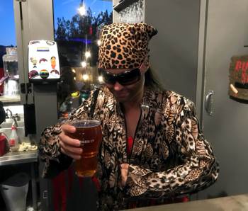 Beertender dressed up for Halloween at Sedona beer Company in Sedona Arizona