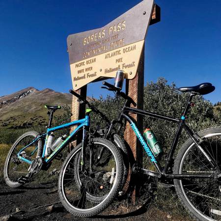 Mountain bikes posed on Boreas Pass in Breckenridge