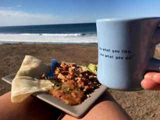 coffee and breakfast in Baja on the beach at Fidel's