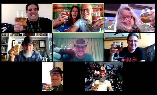 brewery owners and friends on a Zoom conversation during COVID-19