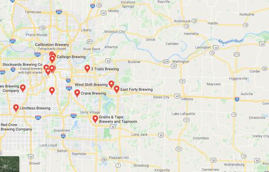 Kansas City breweries map