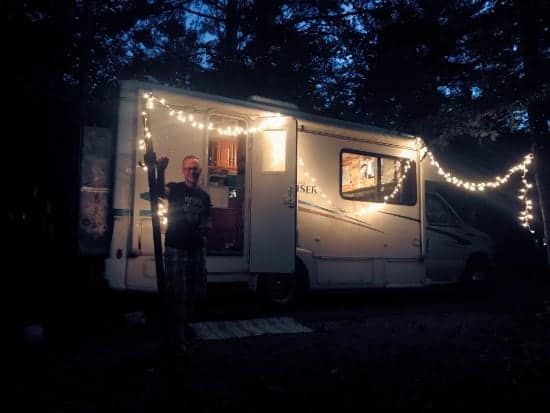 RAIF camping at night lit up southeast