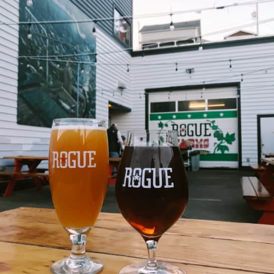 two-beers-on-the-patio-at-Rogue-Public-House-Newport-Oregon