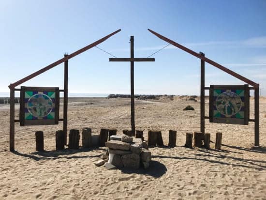 church setting on beach Salton Sea California copy