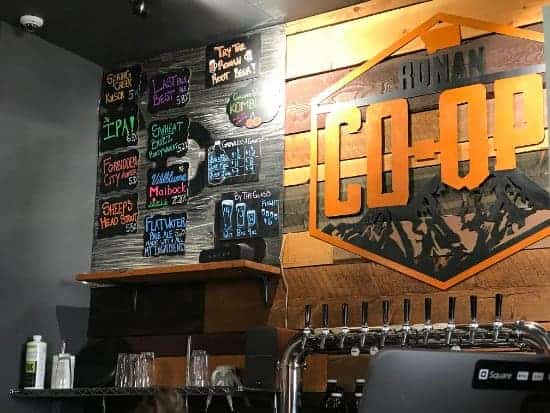 Ronan Coop tap handles and beer list Flathead Valley brewery Montana copy