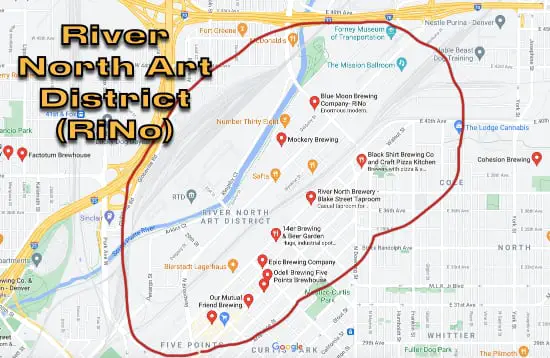 RiNo River North Denver Map
