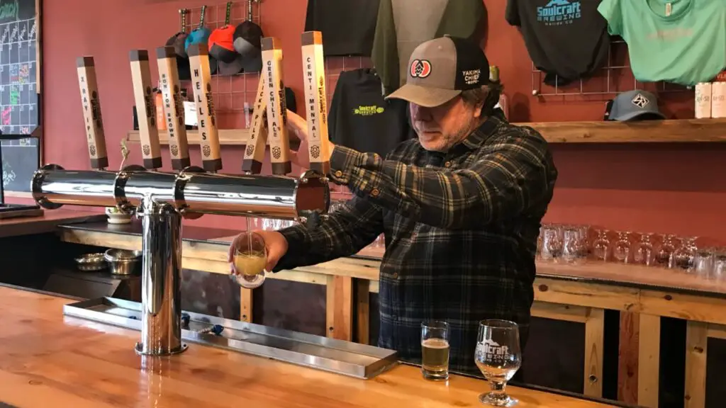 Mike pouring beer at Soulcraft Salida Colorado