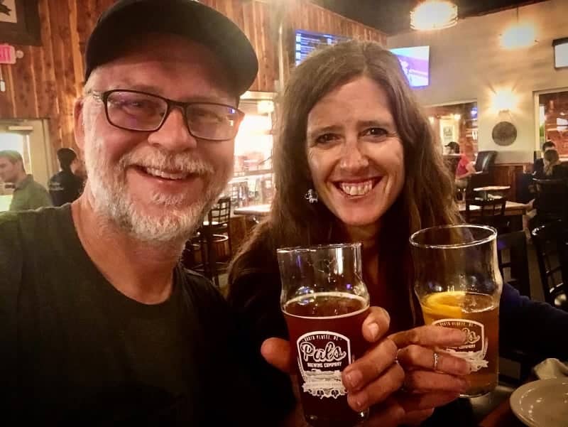 Ken and April with beer at Pals Nebraska brewery