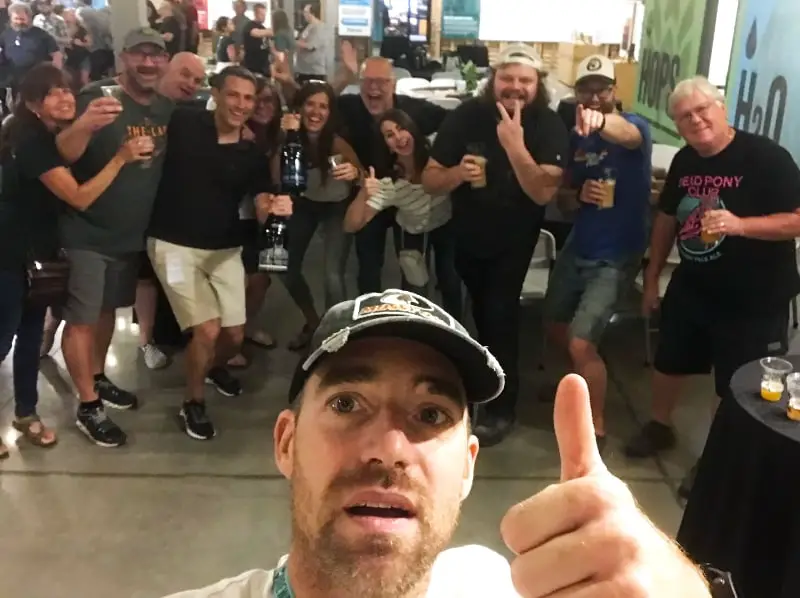 Martin Dickie selfie with group at BrewDog Ohio Beer Share