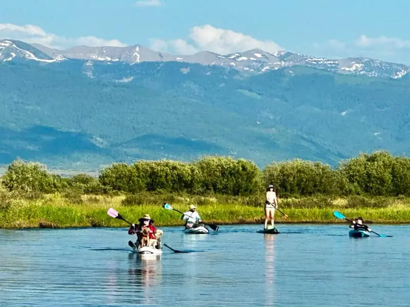 paddlers on Teton River in Driggs Idaho