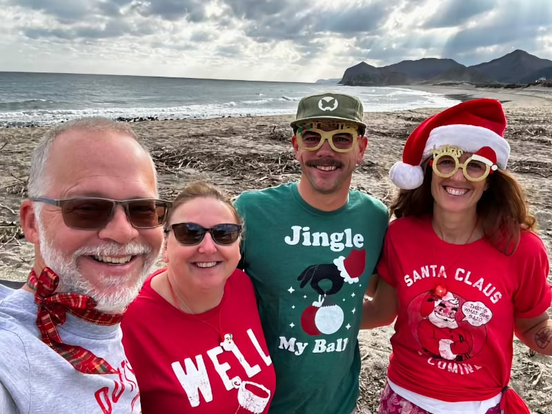 Xmas Baja friends on beach