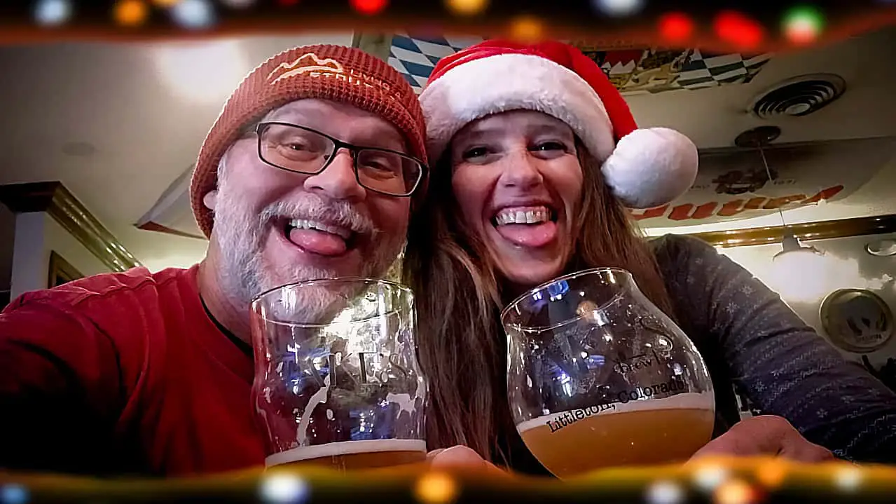Kenny & April cheers with Christmas Beers
