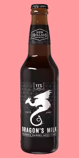 New Holland Brewing Company Dragon's Milk Bottle on red
