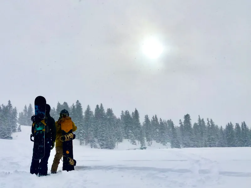 Berthoud Pass snowboarders outside of Winter Park Colorado